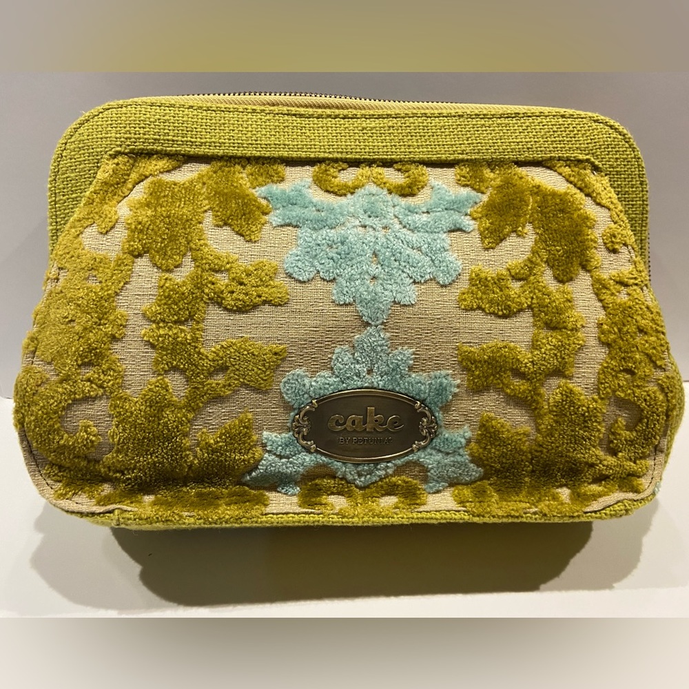 CAKE by Petunia, pickle bottom diaper clutch in teal and green w/ wristlet strap